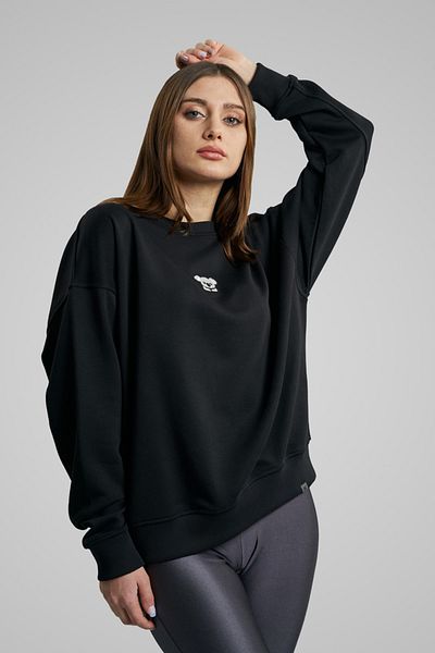 MBEY1989 Mbey Minimal Koala Embroidered Wide Cut Black Sweatshirt