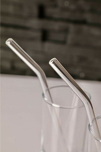AKCAKESE Transparent Glass Straw Set of 2