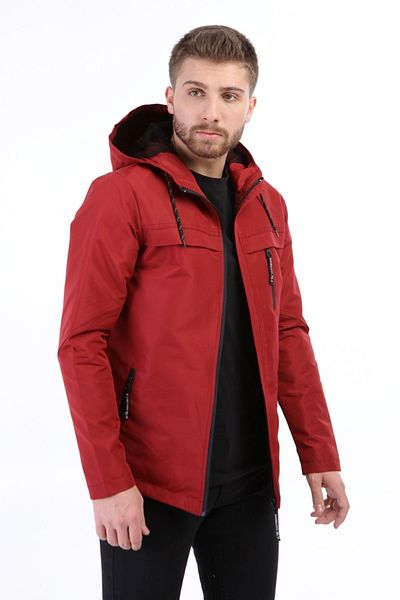 Fk class Men's Zodiac Hooded Waterproof Raincoat Claret Red