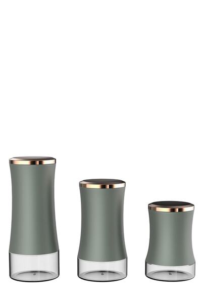 YzHome 3 Lü Lüks Cam Rosegold Kavanoz Baharatlık Saklama Kabı