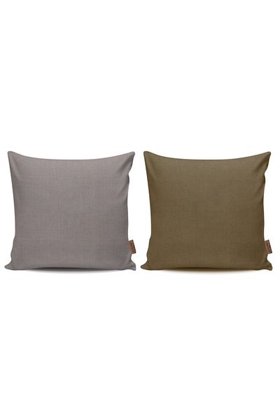 Alacastore Set de 2 huse de pernă decorative din țesătură gri și cafea