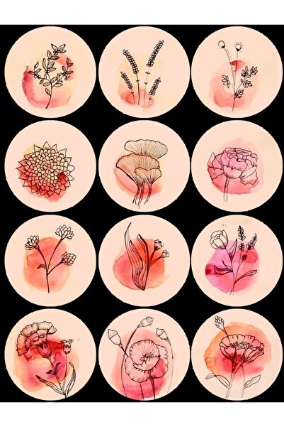 TELLGRAF ملصق دائري بصورة زهرة (4x4 سم 24 قطعة)