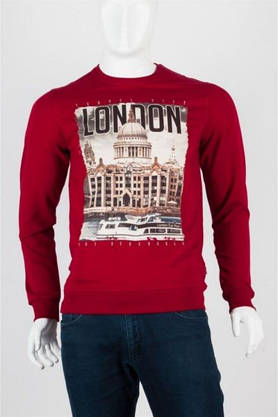 Dünyadan Hediyeler London Unisex Βαμβακερό φούτερ με λεπτή εφαρμογή Small