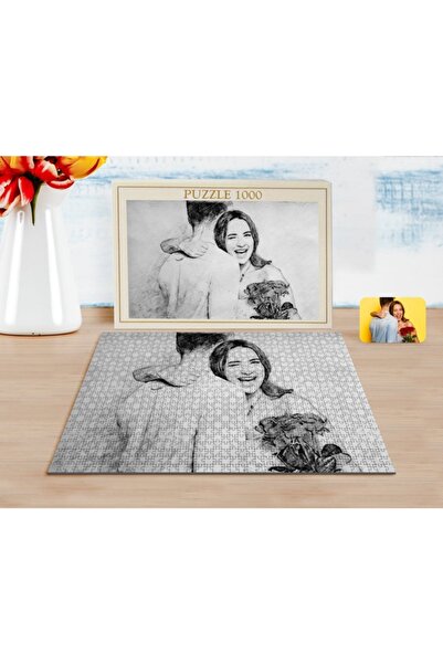 Bk Gift Kişiye Özel Karakalem Tasarımlı 1000 Parça Profesyonel Puzzle