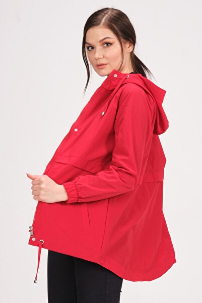 PIQUE Women's Red Coat Hooded Unlined Raincoat Gilmore Women's Raincoat