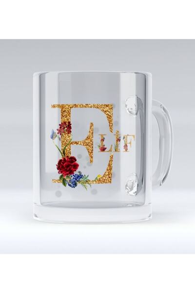 Bk Gift Kişiye Özel Harf Cam Kupa Bardak-4