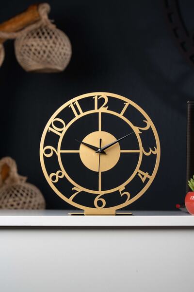 Gowpenart Rakamlı Metal Gold Masa Saati 1,5 Mm Kalınlık 25x23cm