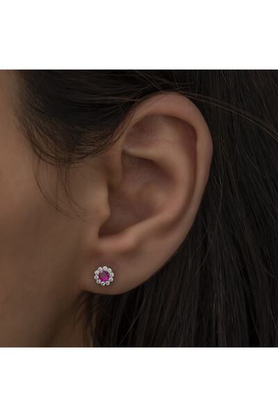 CHIC TOUCH Yakut Taşlı Gümüş Küpe