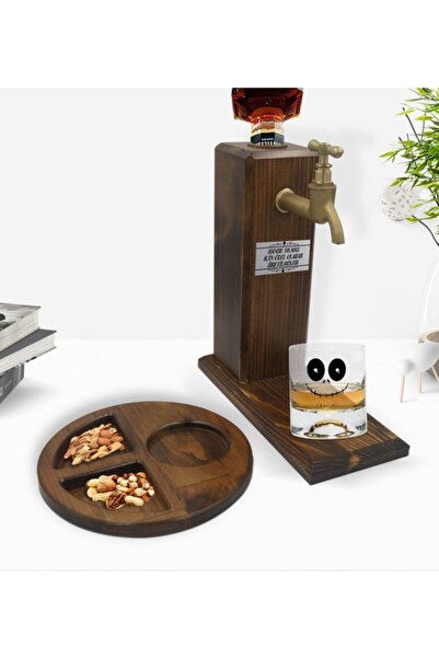Bk Gift Kişiye Özel Isimli Bardağı & Ahşap Içki Standı & Ahşap Sunum Tabağı Ç...