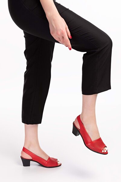 Gondol Kadın Hakiki Deri Klasik Topuklu Ayakkabı Vdt.262 - Kırmızı - 43