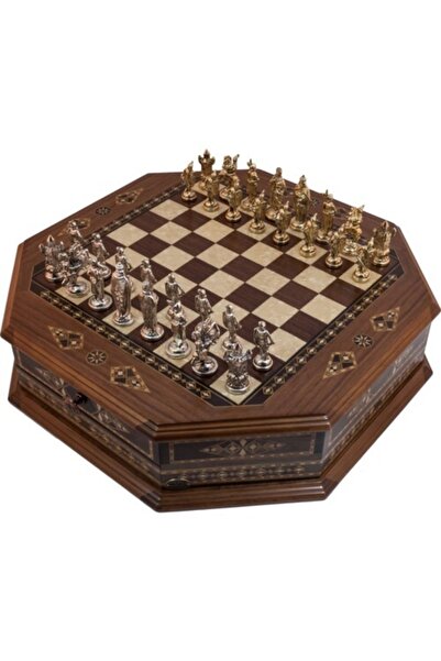 Helena Wood Art مجموعة الشطرنج المثمنة من خشب الجوز
