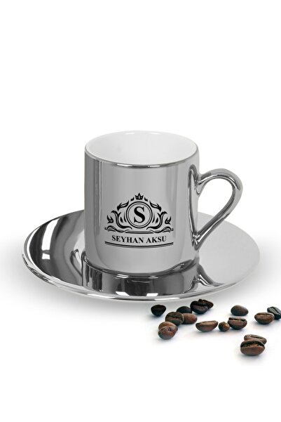 Bk Gift Kişiye Özel Isimli Aynalı Gümüş Türk Kahvesi Fincanı-12