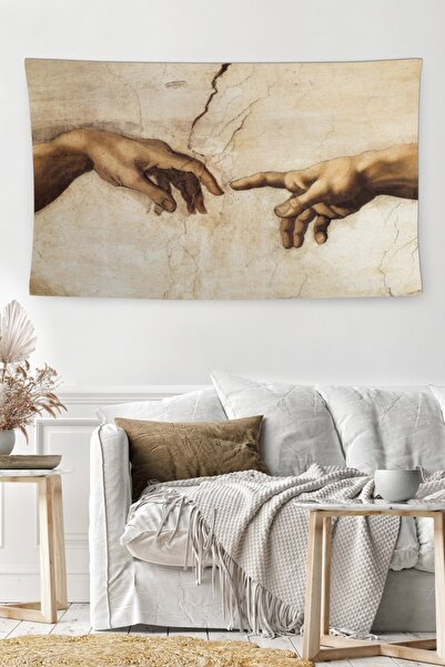 MEKTA HOME Michelangelo Creation Of Adam Yıkanabilir Leke Tutmaz Duvar Örtüsü...