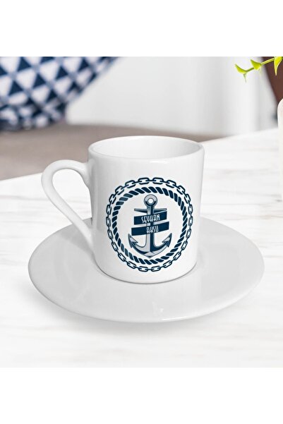 Bk Gift Kişiye Özel Isimli Gemi Tasarımlı Türk Kahvesi Fincanı-2