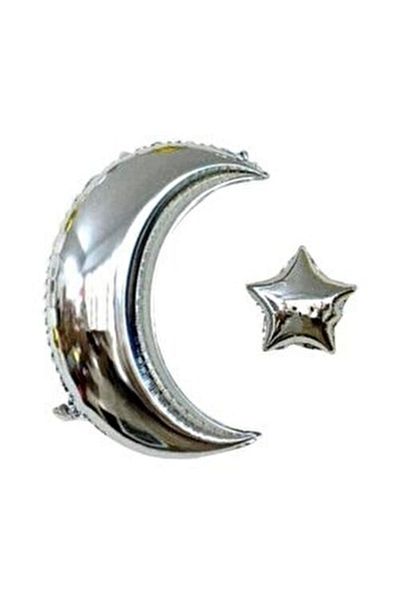 parti sürprizi Silver Moon And Star Foil Balloon Set