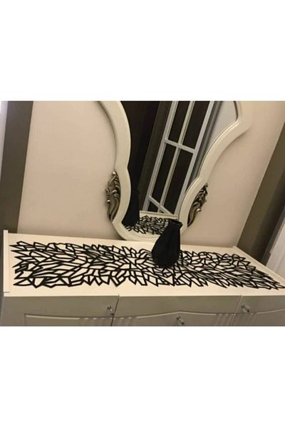 ASENA DESİGN Runner Leafy Gold Leather 33x100cm