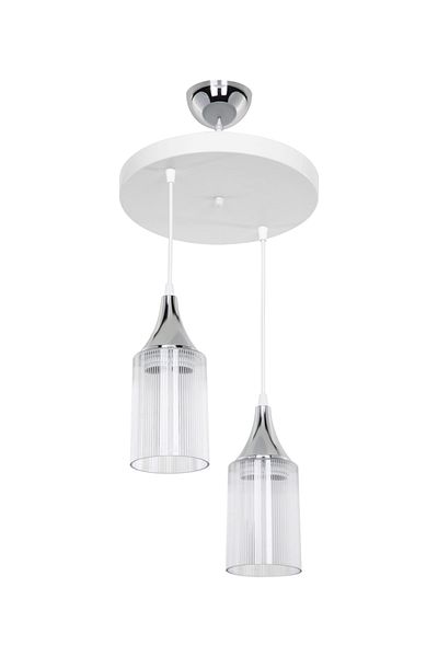 Tuğbasan Aksel 2-Piece White/Chrome Decorative Chandelier