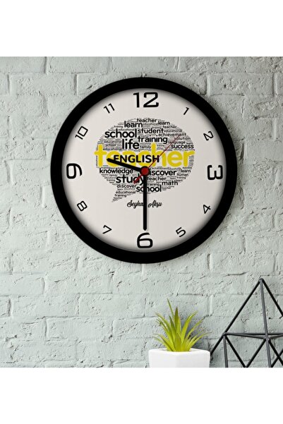 Bk Gift Kişiye Özel Ingilizce Öğretmeni Ahşap Duvar Saati-13