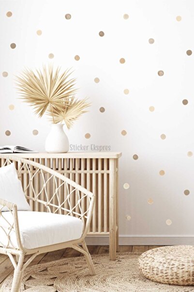 Sticker Ekspres 192 Adet 3 Cm Pastel Kahverengi Suluboya Puantiye Duvar Sticker