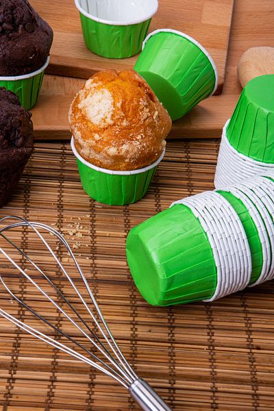 Huzur Party Store Green 50-Piece Cake Mold, 7x3.5 cm Cake Container, Muffin Mold, Cupcake Stand Capsule