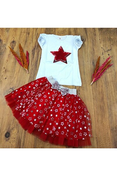 Nacar Kız Çocuk Takım 2li Etek Ve Tshırt 23 Nisan Gösteri Kıyafeti