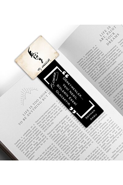 Bk Gift Kişiye Özel Isimli Atatürk Temalı Ahşap Kitap Ayracı-22