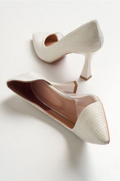 Luvi 653 Mother of Pearl Silvery Heeled Women's Shoes