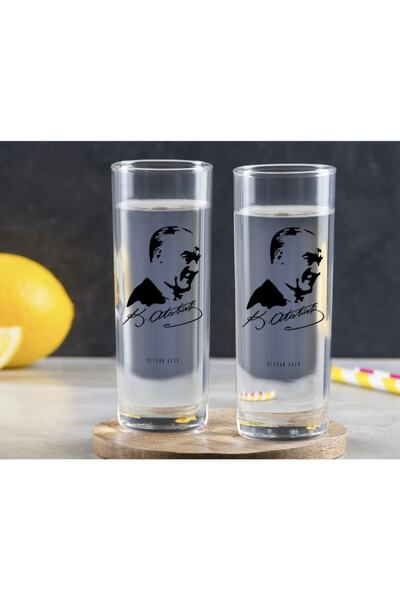 Bk Gift Kişiye Özel Renkli Baskılı Atatürk Temalı Ikili Vodka Bardağı-26