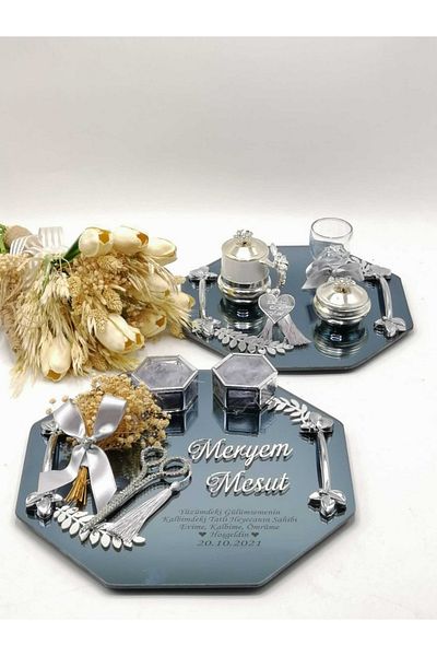 ZEKAAVM 2-Piece Promise Tray Groom's Coffee Engagement Tray