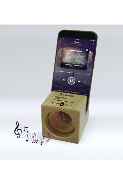 Bk Gift Kişiye Özel Spotify Barkodlu Ahşap Telefon Standı Ve Ses Yükseltici A...