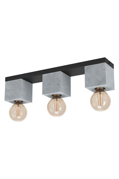 Eglo 43596 Indoor " Prestwick 3 " Black Color Cast Steel Ceiling Lamp Ip20 E27 Max: 3X40W Width: 49