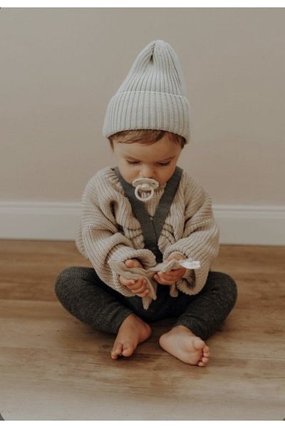 Sparrow Laurel Beniz Kids Smoked Adjustable Baby Knitwear Leggings with High Waist and Cross Straps