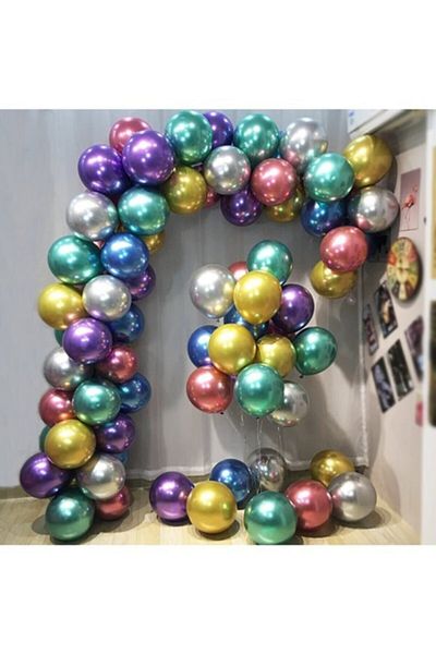 Party City Chrome Balloon 50 Pieces +5 Meter Balloon Chain Set
