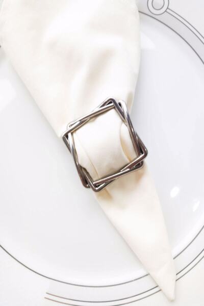Emtory Home 6 Adet Silver Square Metal Peçete Halkası
