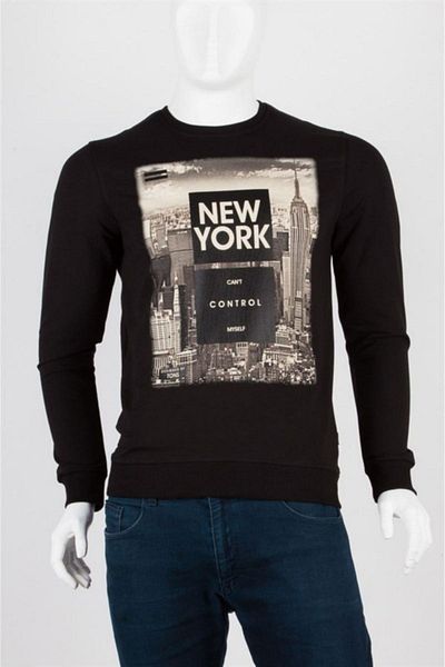 Dünyadan Hediyeler New York Unisex Βαμβακερό φούτερ με λεπτή εφαρμογή Medium