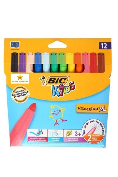 Bic 12 Colors Visacolor XL Washable Felted First Crayons