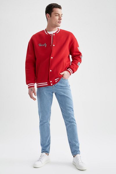 DeFacto Oversize Fit College Neck Bomber Coat with Soft Fuzzy Inside