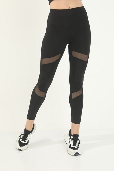 bonbonetti chocolate baby&kids Colanți sport de recuperare cu talie înaltă, cu corset, negru, cu detaliu din tul în față