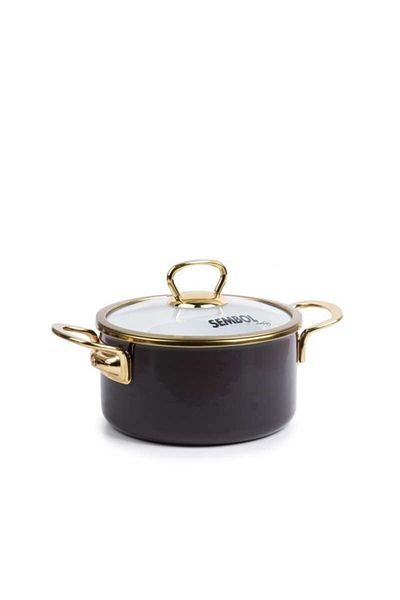 Zücev Valery Enameled 16 Cm Deep Pot Plum/gold