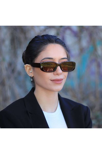 LOOKUP Unisex Vintage-Retro Rectangular Sunglasses - Lookup Light Brown