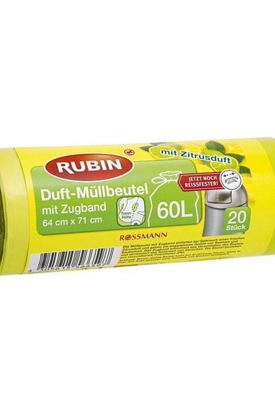 Rubin Limon Yüksere Qalınlık 60 L Garbage Bags, 20 Grains