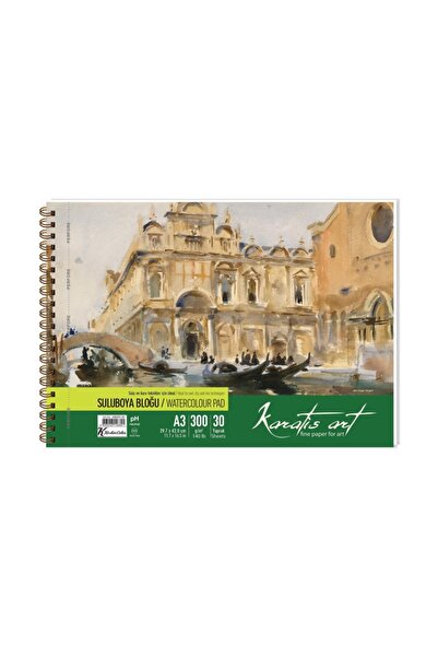 karatis art كتلة ألوان مائية حلزونية A3 300 جرام/30 ورقة