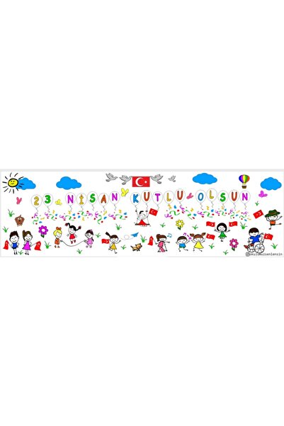 OKULUMUZ ŞENLENSİN 23 Nisan Konfetili Tam Boyalı Dev Boyama Kağıdı