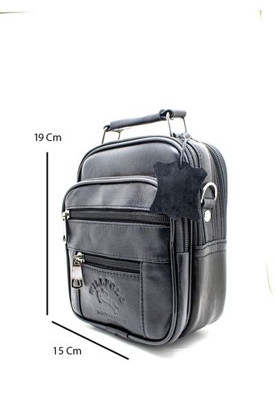 willpolo Genuine Leather Vertical Steel Case Black Hand and Shoulder Bag Smal...