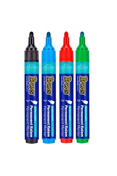 Brons Permanent Marker Round Tip Refillable Pen Set of 4