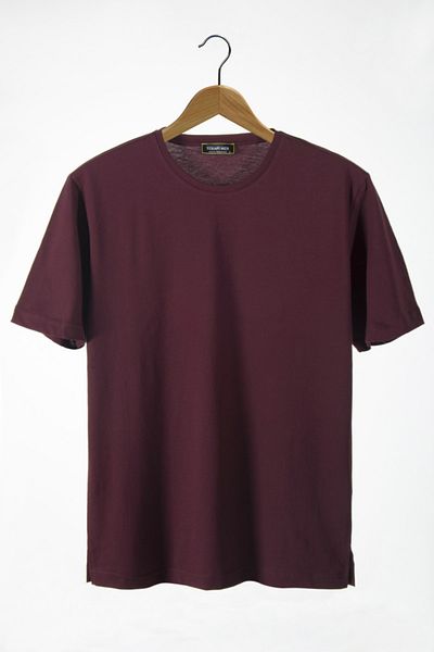 Terapi Men Unisex Claret Red Crew Neck Oversize Fit Basic Cotton T-shirt