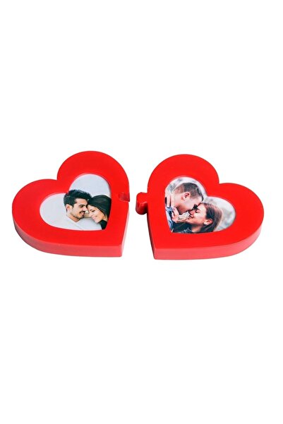 Genel Markalar Kırmızı Çift Kalp Puzzle Masaüstü Ve Magnet Fotoğraf Çerçevesi