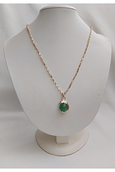 BİJUTERİ EVİ Akik Taşı Yunus Figürlü Küre Doğal Taşlı Kolye - 95