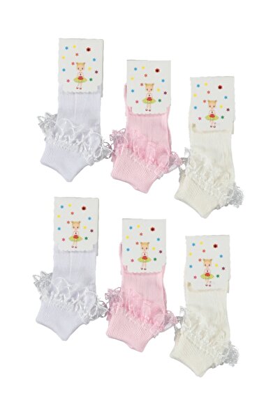 Katmirra Kız Çocuk Fırfır Dantelli Patik Çorap 6'lı