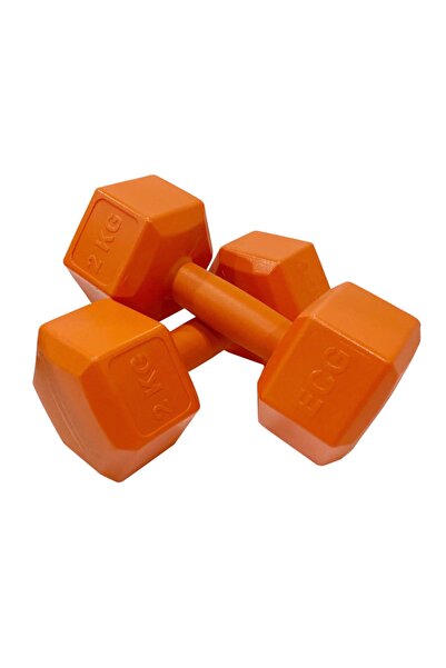 ECG Spor 2 Kg Altıgen Turuncu Dambıl Seti 2 Kg X 2 Adet Toplam 4 Kg Ağırlık Seti